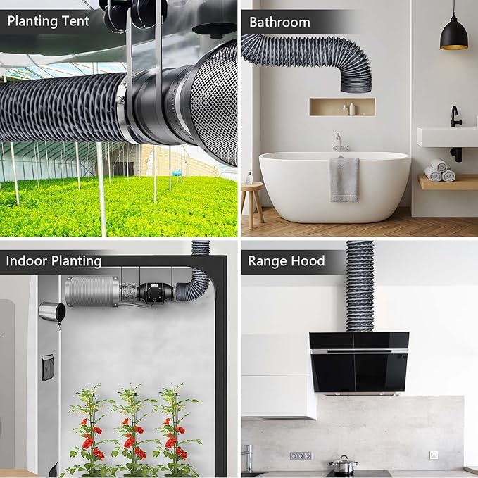 6 Inch Duct, 6 Inch X 16FT Flexible Nylon Ducting – Wear-Resistant & Tear-Proof Venting Hose, Upgraded Fire-Resistant HVAC Ducting for HVAC, Greenhouse & Inline Duct Fan