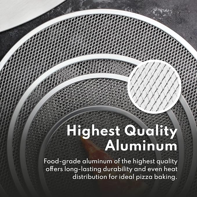 New Star Foodservice 50684 Restaurant-Grade Aluminum Pizza Baking Screen, Seamless, 14-Inch