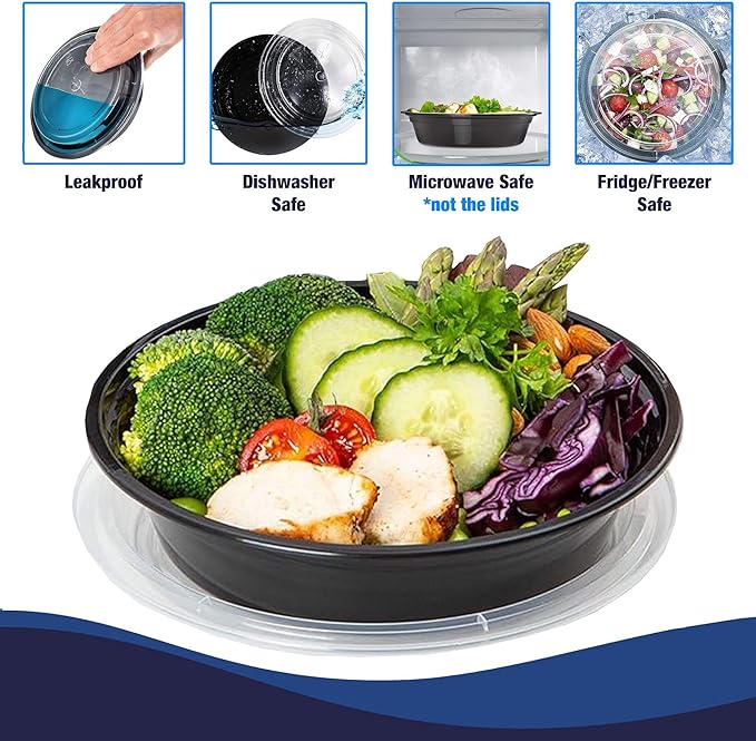 Ruthy's Outlet Round CY - Meal Prep Containers with Lids - BPA-Free, Stackable, 32 oz, 30 Pack