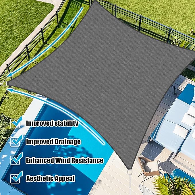 Amagenix Sun Shade Sail 5X12 Curved Edge Outdoor Shade Canopy Dark Grey Breathable 95% UV Block Shade Cloth for Patio Garden Backyard (We Make Custom Size)