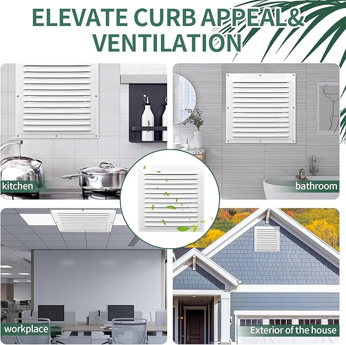 Gable Vents (10" x 10" 2Pcs) Aluminum Walls, Lofts, Garages more, More with Screens, Metal Shed Vents, Outdoor Houses, Loft Ceiling Reinforcement, Square Vents, Blinds, Exterior Grille(White)