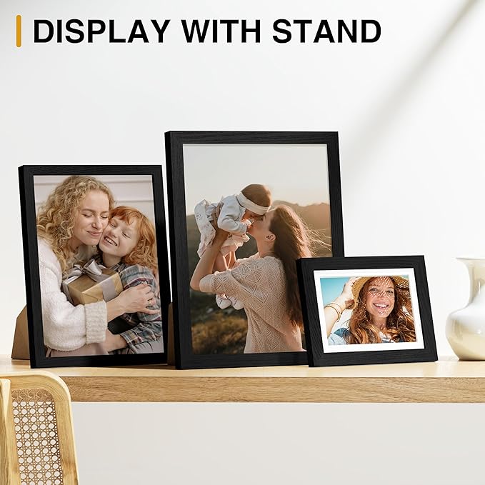 Vittanly 7 Pack Picture Frames, Picture Frames Collage Wall Decor for Wall or Tabletop Display, Multi Sizes with 1Pcs 11x14, 2Pcs 8x10 and 4Pcs 5x7 Photo Frames, Gallery Wall Frame Set in Black