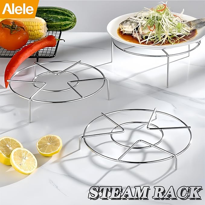 Steam Rack Trivet Stainless Steel Steaming Rack Electric Pressure Cooker steam Rack Stand Diameter 6" 3Pack