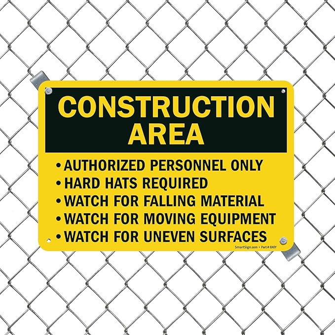 SmartSign "Construction Area - Authorized Personnel Only, Hard Hats Required" Sign | 12" x 18" Aluminum
