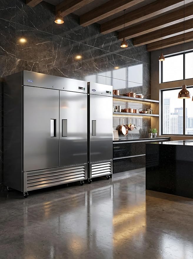 54" Commercial Refrigerator 49 Cu.ft with 2 Solid Door Reach-In Refrigerators Stainless Steel ETL Approved，for Restaurant Kitchen Home Bar Shop 33-40°F