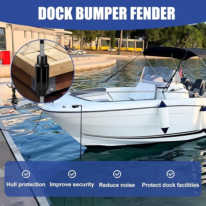 Dock Bumpers for Docking Dock Pole Bumpers,Slip-On Dock Leg Pipes and Mounting Brackets, Vertical Protection, Soft UV-Resistant Marine Grade Vinyl