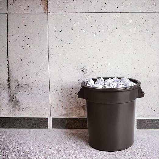 PRO&Family Commercial Round Trash Can, Ingredient Bin, Heavy-Duty Plastic, Anti-Static, Kitchen, Office, Outdoor Use (Brown, 20 Gallon)