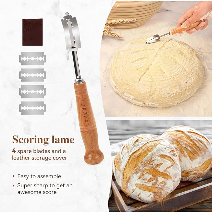Banneton Bread Proofing Baskets Set of 2, 11" Round & 12" Oval Sourdough Proofing Baskets with Sourdough Bread Baking Supplies, Bread Making Kit