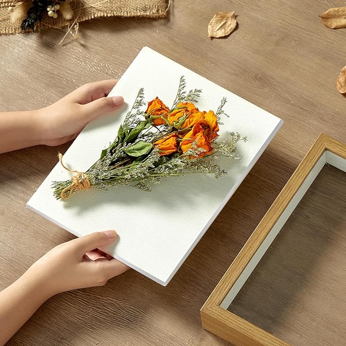 8x10 Shadow Box Display Case Picture Frame with Soft Linen Back,Large Wood Color Shadow Box 8x10 for Flowers Medal Display Case Jersey pet Graduation Memorabilia Baby Ltems Crafts Photos