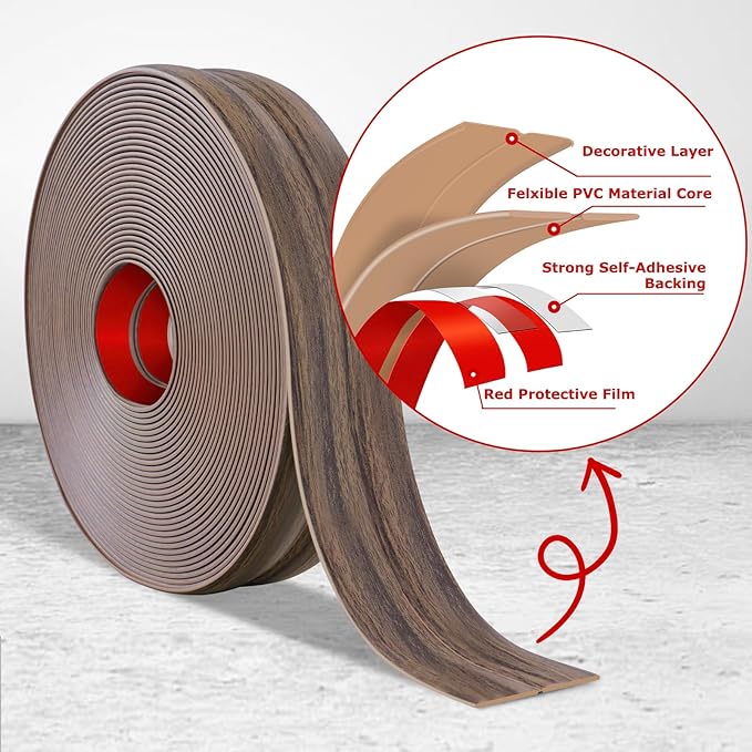 Flexible Wall Corner Protector Moulding Trim Peel and Stick Wall Corner Guards Edge Protector Self Adhesive Molding Trim Strip for Edge Ceiling (Smoked Brown Wood Grain, 1.6 in x 10 Ft)