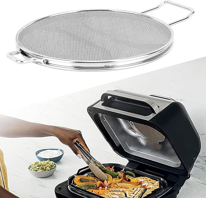 Detachable Stainless Steel Splatter Replacement for Foodi IG651, Fryer Accessories with Unique Grid Design, Dishwasher Safe Splatter Guard for Cooking Safety and Clean