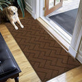 hicorfe Dirt Trapper Indoor Doormat,20"x59" Welcome Door mat,Non Slip Backing Washable Door Mats,Absorbent and Resistant Low-Profile Entrance Inside Floor Mat for Front Back Door,Entryway (Dark Brown)