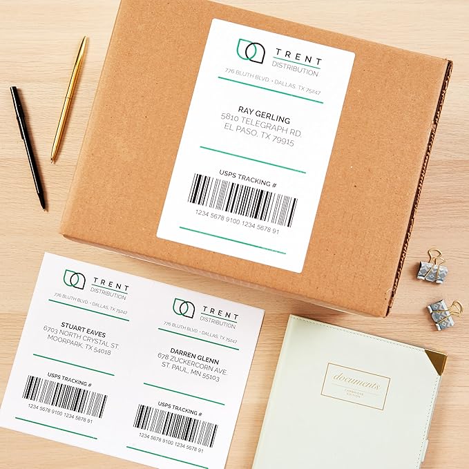 Avery Half-Sheet Printable Shipping Labels, 5.5" x 8.5" Customizable Stickers, White, 400 Blank Mailing Labels, Great for Mailing, Shipping, Organizing, and More (21526)