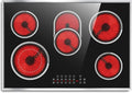 30 Inch Electric Cooktop, 5 Burner Electric Stove Top Touch Control, 8400W Built-in Ceramic Stovetop Burner 30" with Expandable Zone, Child Lock, Timer, Overheat Alert, 220-240v Hardwired
