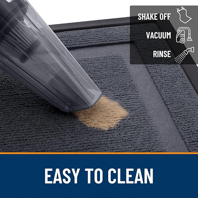 OLANLY Front Door Mat Indoor Outdoor Entrance, Waterproof All-Season, All-Weather Doormat, Sturdy Natural Rubber, Fade Resistant, Low Profile, Easy Clean Patio Porch Entryway Mat, 29.5x17, Light Grey
