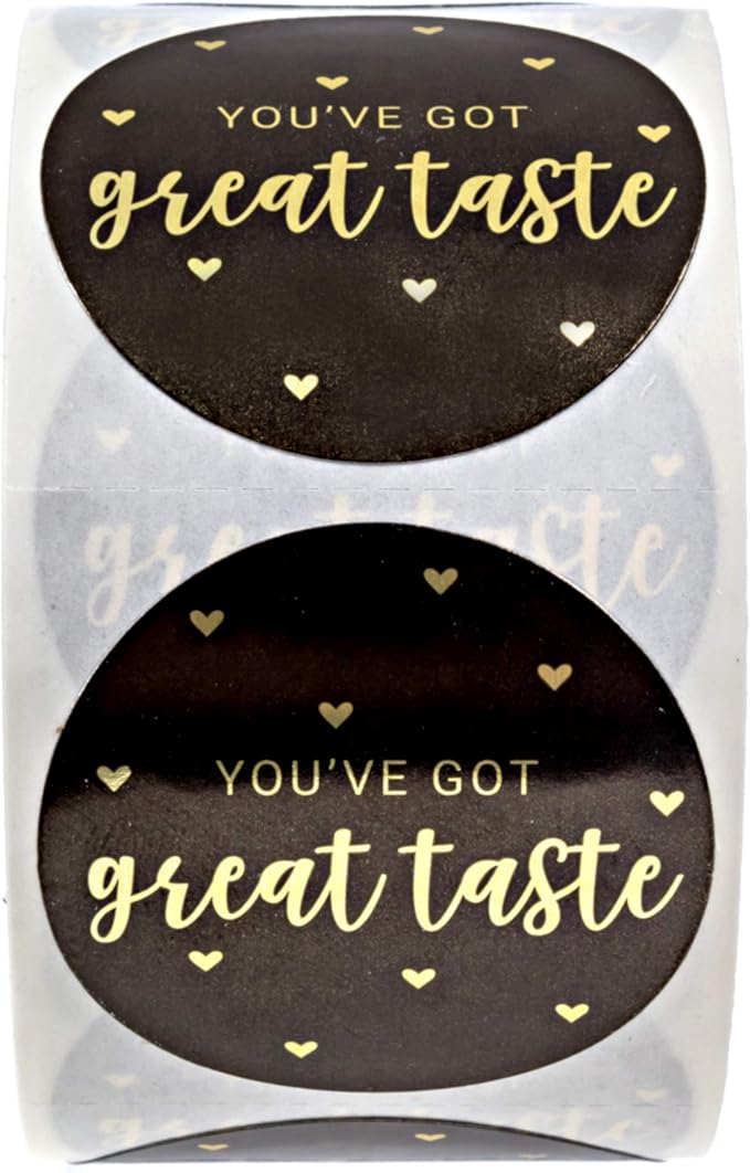 You've Got Great Taste Stickers / 500 Small Business Labels / 1.5" Gold Foil Business Stickers/Poly Mailer Thank You Order Seals/Made in The USA