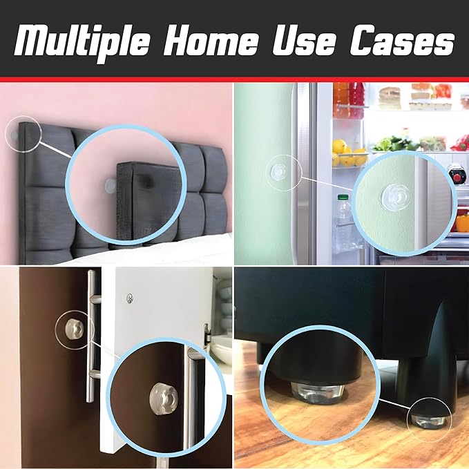 Small Clear Door Knob Bumpers (Set of 12) - Self Adhesive Door Stoppers Wall Protectors Rubber Feet for Speakers, Electronics, Furniture