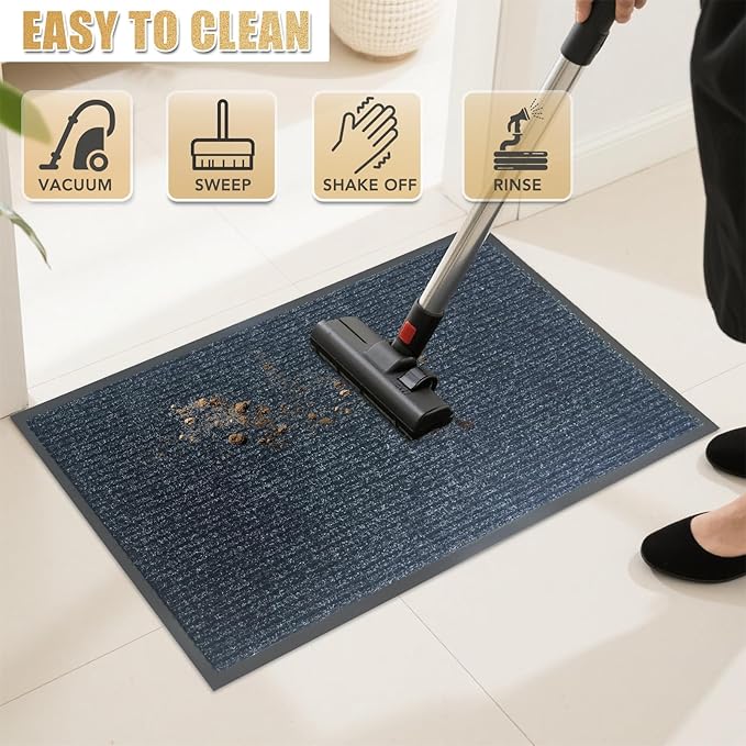 Front Door Mat,4'x5'Indoor Outdoor Door Mat,Heavy Duty Durable Welcome,Commercial Floor Mats Inside Outside Entrance, Waterproof All-Season, All-Weather Non Slip Backing Doormat for Entryway,Black