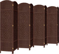 DURASPACE 8 Panel Room Divider, 6ft Tall Folding Privacy Screen, 360°Rotation, Hand-Woven Freestanding Wood Partition for Room Separation