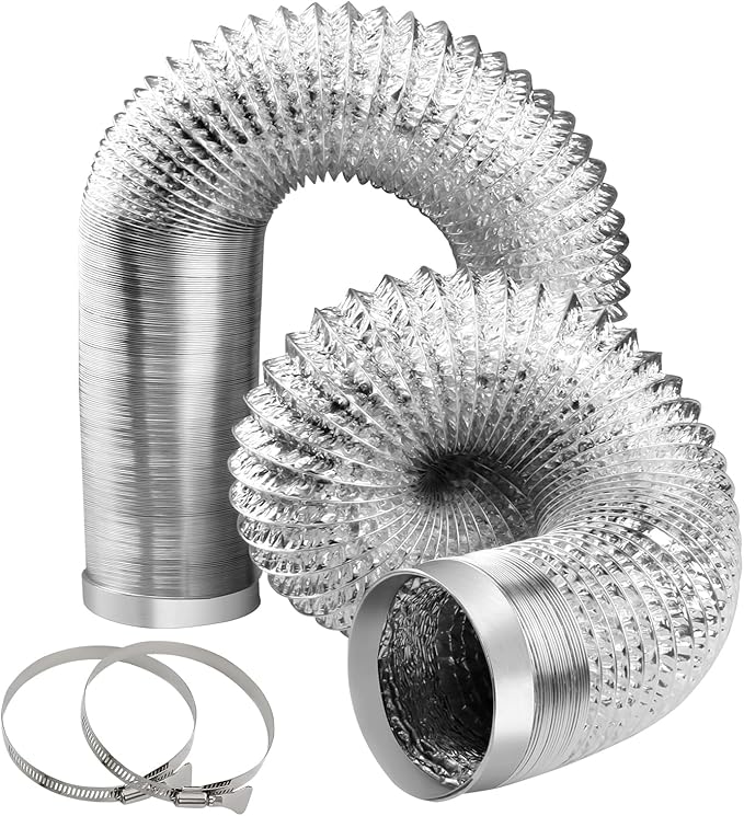 4-Inch Dryer Vent Hose 33FT, Flexible Aluminum Duct with 2 Clamps, Heavy-Duty Four Layer Protection for HVAC Ventilation and Exhaust