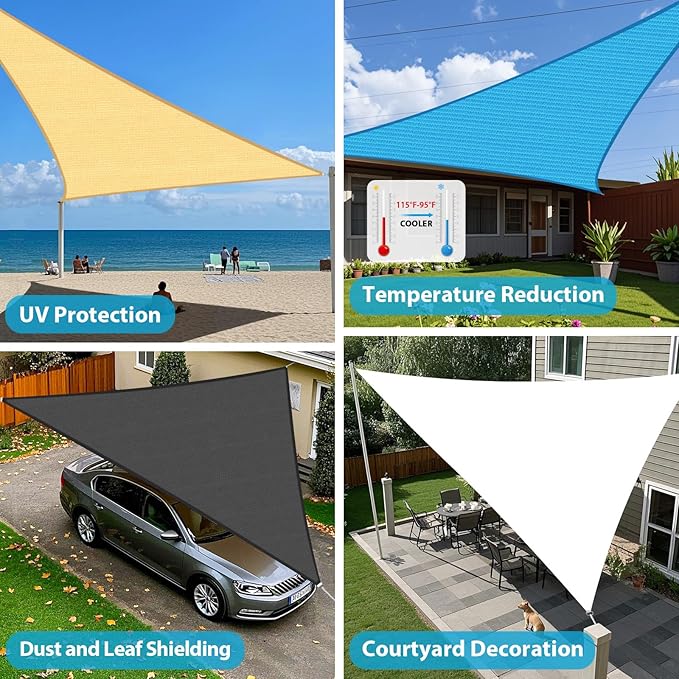 Amagenix Sun Shade Sail 14'X14'X19.8' Curved Edge Outdoor Shade Canopy Mocha Breathable 95% UV Block Shade Cloth for Patio Garden Backyard (We Make Custom Size)