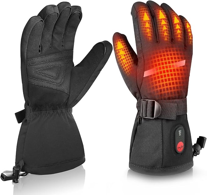 Heated Ski Gloves, Unisex Winter Skiing Gloves, 7.4V Battery Power Rechargeable Heating Glove for Women & Men Skiing, Snowboarding, Snowmobile, Outdoor Sports
