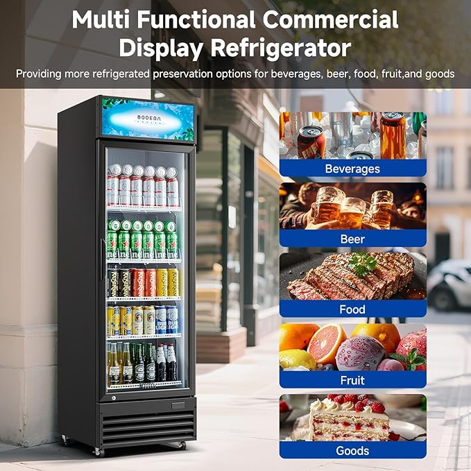BODEGACOOLER Commercial Beverage Refrigerator, 240 Cans & 160 Bottles, Display Refrigerator For Beer,Soda, Merchandiser Refrigerator with Soft LED Light For Kitchen, Office, Garage, Gym,Man cave,Shop