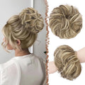 FESHFEN Large Messy Bun Hair Piece - Wavy Synthetic Chignon Scrunchies Elastic Ponytail Hair Extensions Thick Hairpieces for Women, Brunette & Blonde 1.94oz