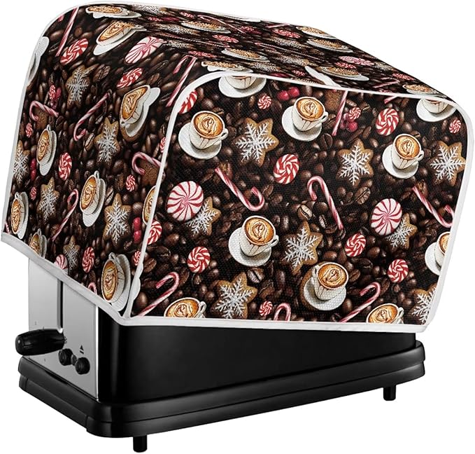 UNICEU Coffee Toaster Cover 2 Slice Coffee Candy Cookies Toaster Dust Cover Stain Resistant Oil Protection Dust Cover for Bread Maker,Washable Kitchen Small Appliance Covers with Top Handle,Size M