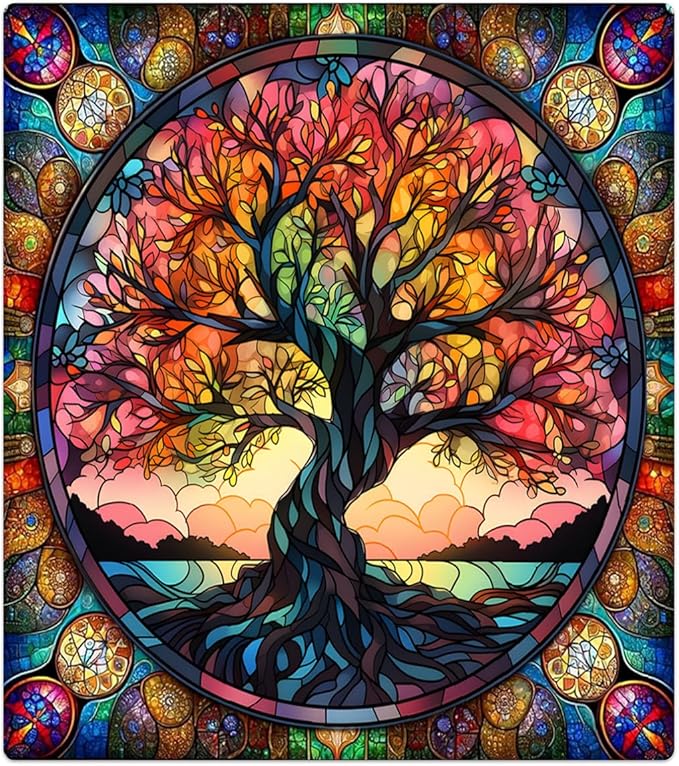Tree of Life Dishwasher Magnet Cover Tree of Life Glass Dishwasher Decorative Cover Front Dishwasher Door Cover Reuseable Dishwasher Cover for Kitchen Refrigerator Home Appliances 23" X 26"