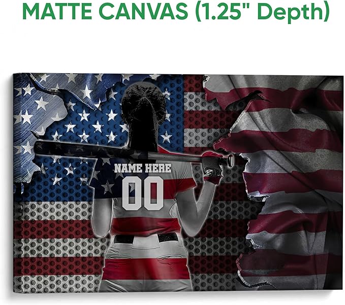 Personalized Softball Poster & Framed Canvas, Softball Home Office Decor, Custom Name Number Bedroom Living Room Aesthetic Wall Art, Birthday Gift For Daughter, Girl, Women, Granddaughter