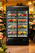 Commercial Beverage Refrigerator Display Fridge,Two SLIDING Glass Door Drink Cooler with LED Light Adjustable Shelves,ETL Sanitation,43 Cu Ft,47" Wide,Wheels Included
