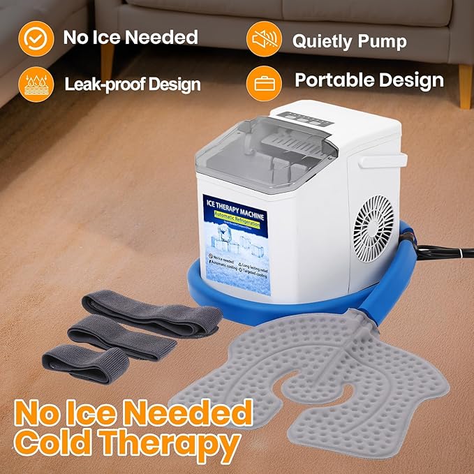Cold Therapy System - No Ice Needed Portable Cryo Machine with Adjustable Temperature Control Universal Pad for Knee, Shoulder Surgery Recovery, Arthritis Pain & Swelling Relief