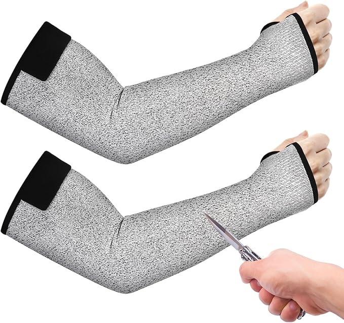 Cut Resistant Sleeves, 1 Pair Protective Sleeves for Arm Protectors for Thin Skin and Bruising with Thumb Hole for Gardening, Welding, Farming, Pet Grooming (Grey)