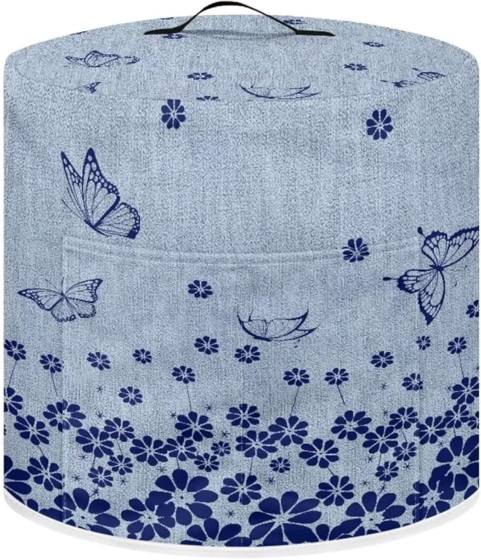 Flashideas Floral Pressure Cooker Cover for Women Dust Protection Butterfly Insulated Rice Cooker Cover with Easy to Clean Lining Water Resistant Appliance Cover with Pockets for Instant Pot 6 Quart