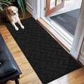 hicorfe Dirt Trapper Indoor Doormat,20"x59" Welcome Door mat,Non Slip Backing Washable Door Mats,Absorbent and Resistant Low-Profile Entrance Inside Floor Mat for Front Back Door,Entryway (Black)