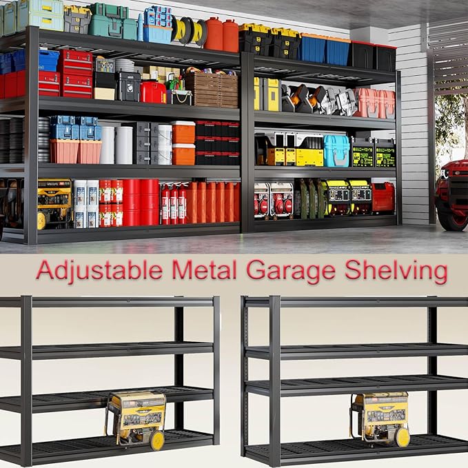 30" Deep Heavy Duty Garage Shelving Units, 68" Wide Storage Shelves,4-Tier Metal Garage Shelves, Kitchen Shelf,Large Storage Rack,Industrial Shelving for Shop, 68" W x 30" D x 68" H,2 Pack