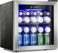 Antarctic Star 48 Can Beverage Refrigerator,12 Bottle Wine Cooler with Stainless Steel Glass Door, Digital Temperature Display,Electronic Temperature Control, Silver