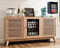 60" Farmhouse Coffee Bar Cabinet with Beverage Fridge (Included), Wine Bar Cabinet with Drawer Storage, Mini Fridge Cabinet, Sideboard Cabinet for Dining Room, Living Room-White