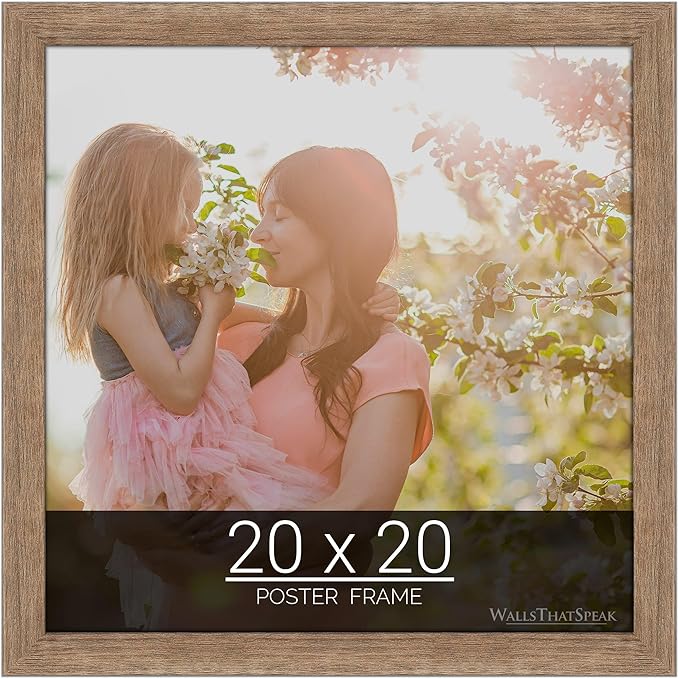 wallsthatspeak 20x20 Brown Barnwood Picture Frame for Puzzles Posters Photos or Artwork