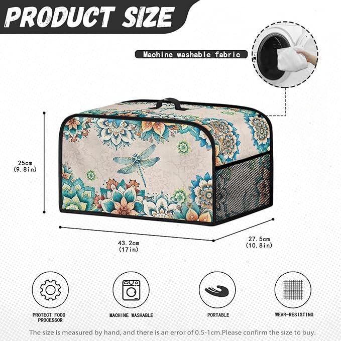 Mandala Crock Pot Cover Compatible with 6, 7 or 8 Quart Slow Cooker Dragonfly Slow Cooker Cover with Handle and Pocket Covers Appliances Decorations Kitchen Utensils