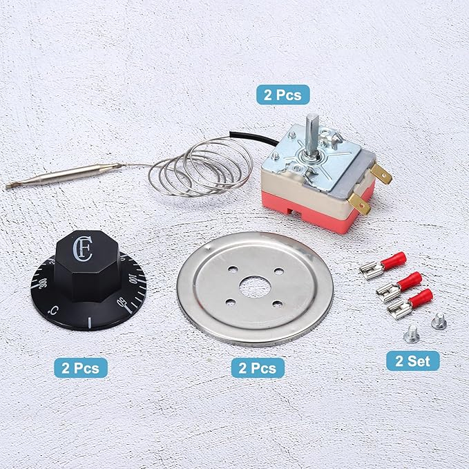 MECCANIXITY 2pcs Oven Temperature Control Switch 250V, 16A 50-300°C Capillary Thermostat NC Temperature Control Switch for Ovens Fryers Refrigerator Heaters