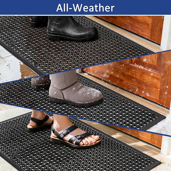 Rubber Floor Door mat Anti-Fatigue Commercial Restaurant Floor Mats 36" x 60" New Heavy Duty Non Slip Rubber Kitchen Drainage Mat Black Bar Floor Mat
