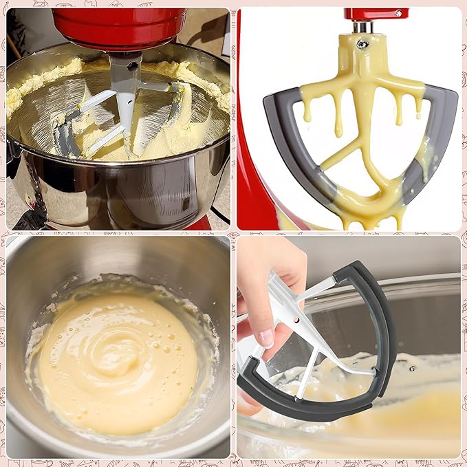 Flex Edge Beater for KitchenAid 5.5-6QT Bowl-Lift Mixers - Silicone Scraper Paddle Flexible Silicone Edges Bowl Scraper for Kitchen Aid Accessories and Attachments – Dishwasher-Safe