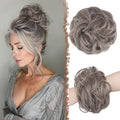 FESHFEN Large Messy Bun Hair Piece - Wavy Synthetic Chignon Scrunchies Elastic Ponytail Hair Extensions Thick Hairpieces for Women, Salt and Pepper 1.94oz