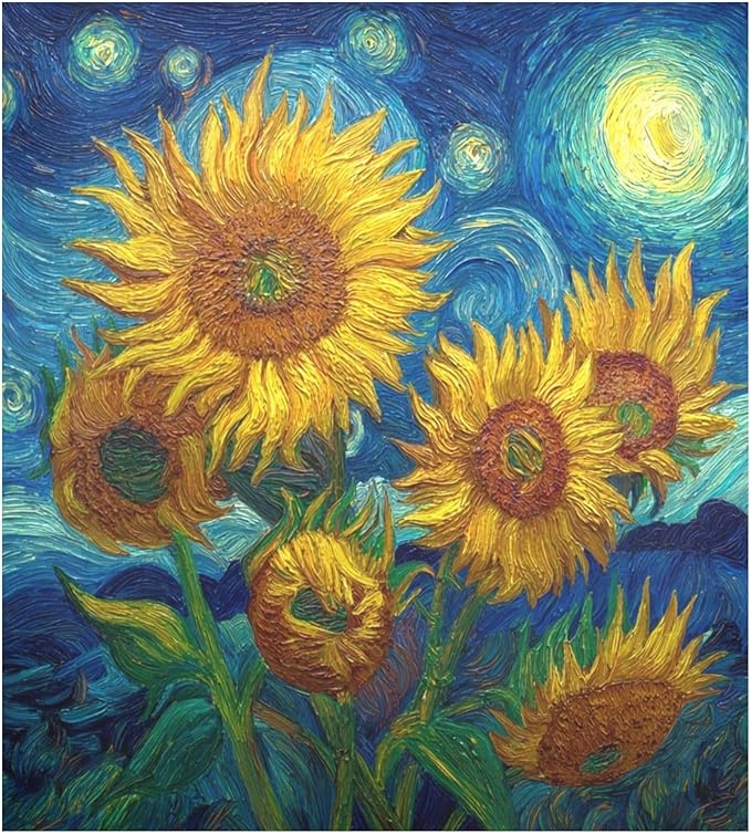 Starry Sunflowers Blue Dishwasher Magnet Cover Front Door Magnetic Dishwasher Cover Decorative Refrigerator Magnet Covers Dishwashers Magnetic Sticker for Home Kitchen Decor, 23" x 26"