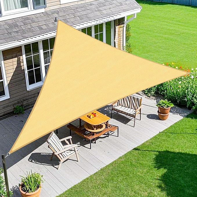 Amagenix Sun Shade Sail 18'X18'X25.5' Curved Edge Outdoor Shade Canopy Sand Breathable 95% UV Block Shade Cloth for Patio Garden Backyard (We Make Custom Size)