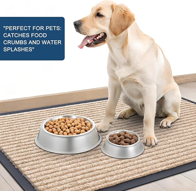 OLANLY Front Door Mat Indoor Outdoor Entrance, Waterproof Heavy Duty Doormat, Fade Resistant, Low Profile, Easy Clean Patio Porch Welcome Floor Mats for Entry, 59x20, Beige