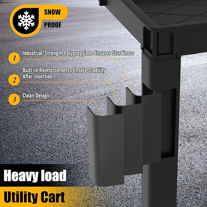 Utility Rolling Tool Cart, 40 x 17-Inch Plastic Rolling Carts Huge Storage W/Deep 2-Shelf Heavy Duty Service Carts with Wheels,550 lbs Capacity Organizer for Garage,Warehouse,Workshop-Medium