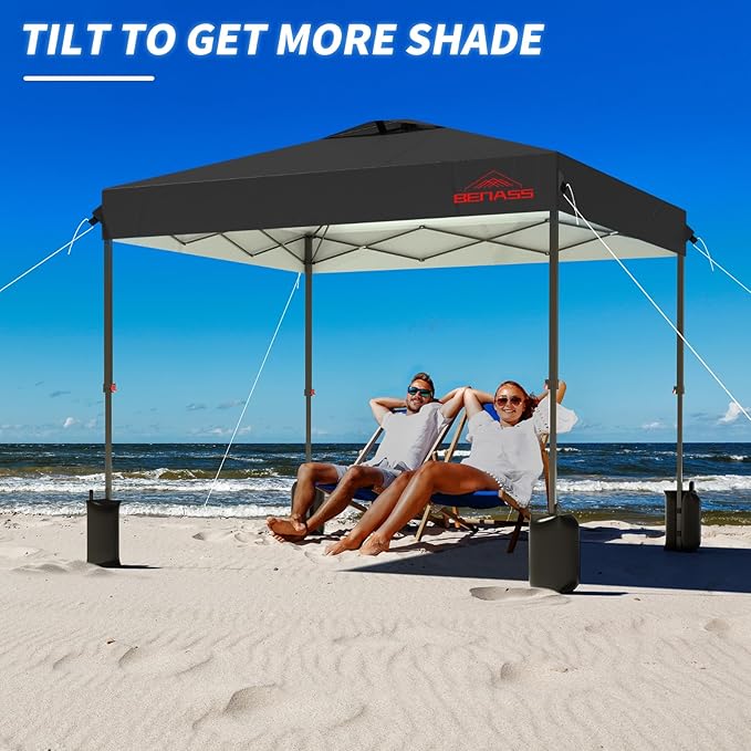 12x12 Pop Up Canopy, Easy Up Canopy Tent, Heavy Duty Tents for Parties, One Person Set Up Event Tent, Black
